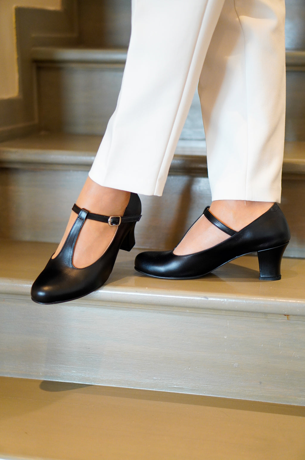 Black Vintage Inspired Dance Shoes - Handmade Retro Swing Shoes - Heidi