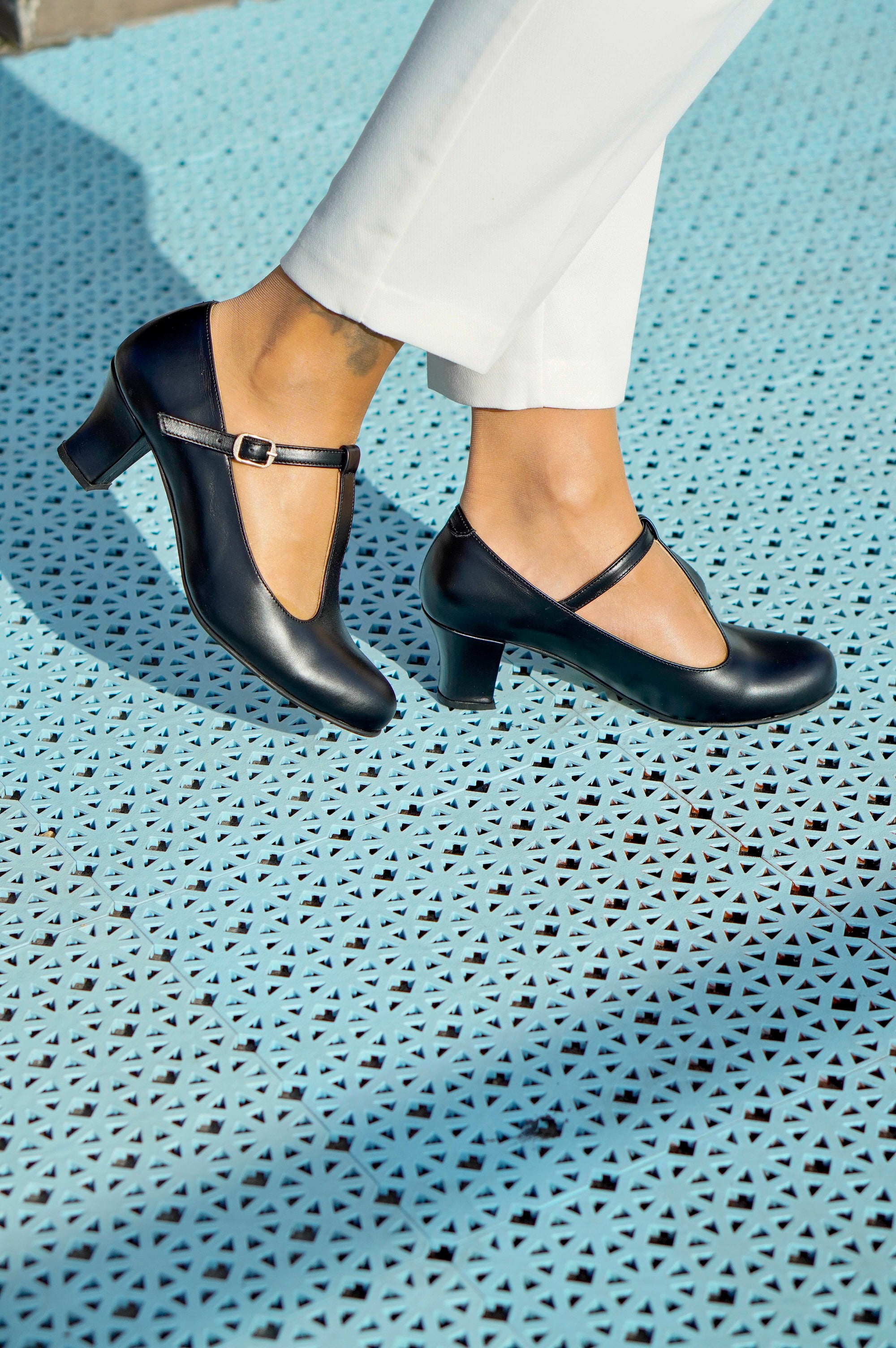 Black Vintage Inspired Dance Shoes - Handmade Retro Swing Shoes - Heidi
