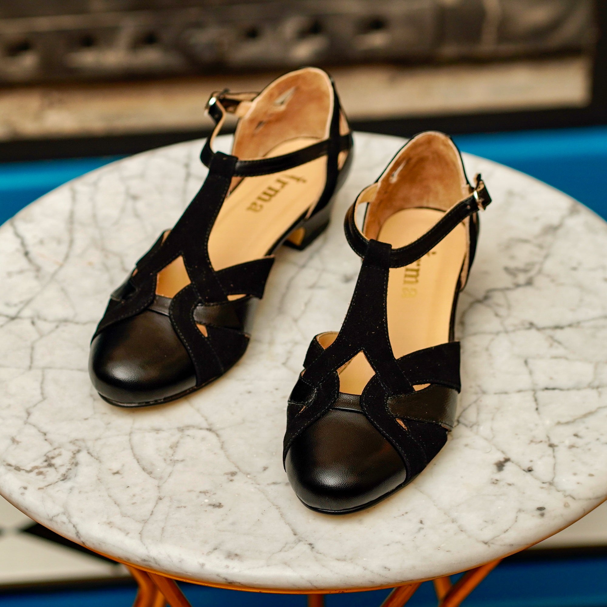 Black Vintage Inspired Dance Shoes - Handmade Retro Swing Shoes - Berlin