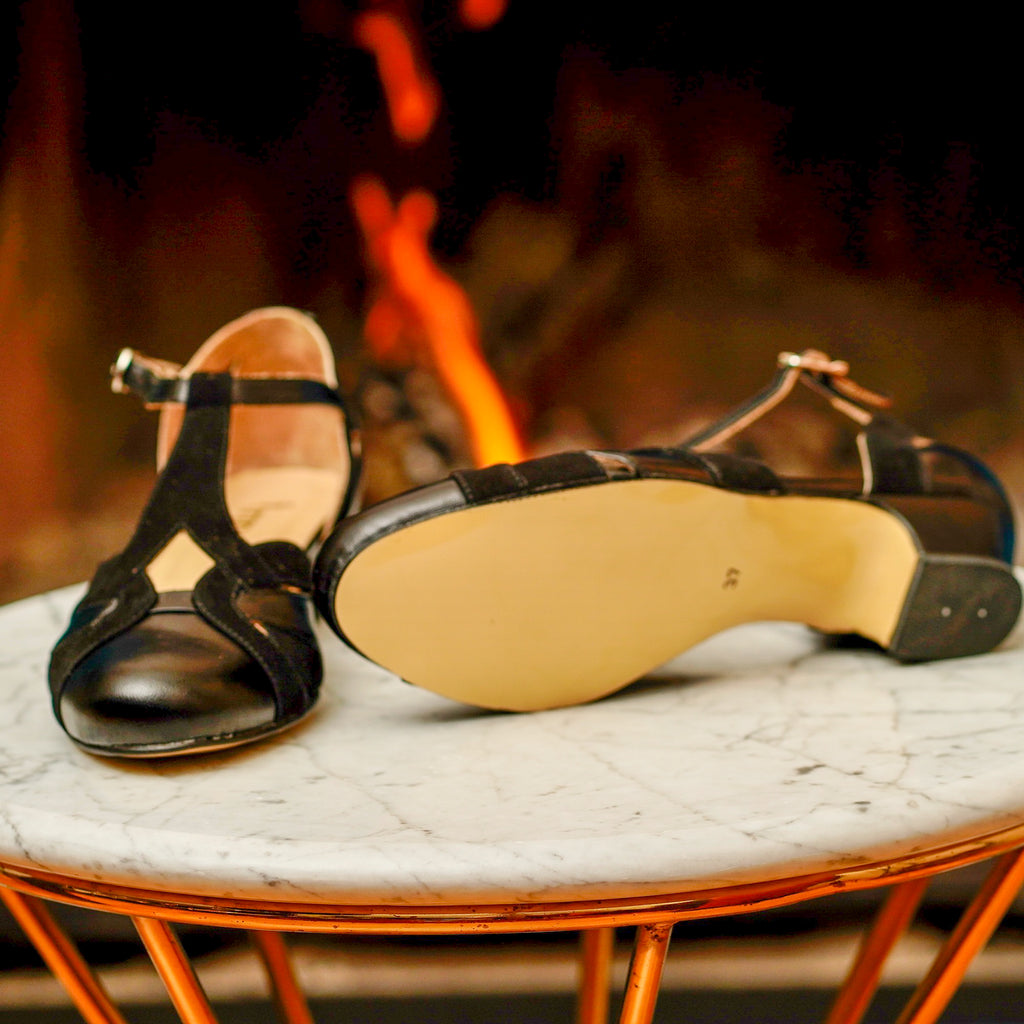 Black Vintage Inspired Dance Shoes - Handmade Retro Swing Shoes - Berlin