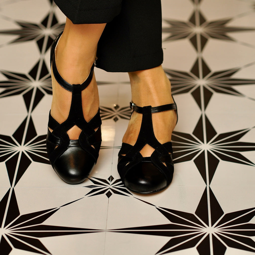Black Vintage Inspired Dance Shoes - Handmade Retro Swing Shoes - Berlin