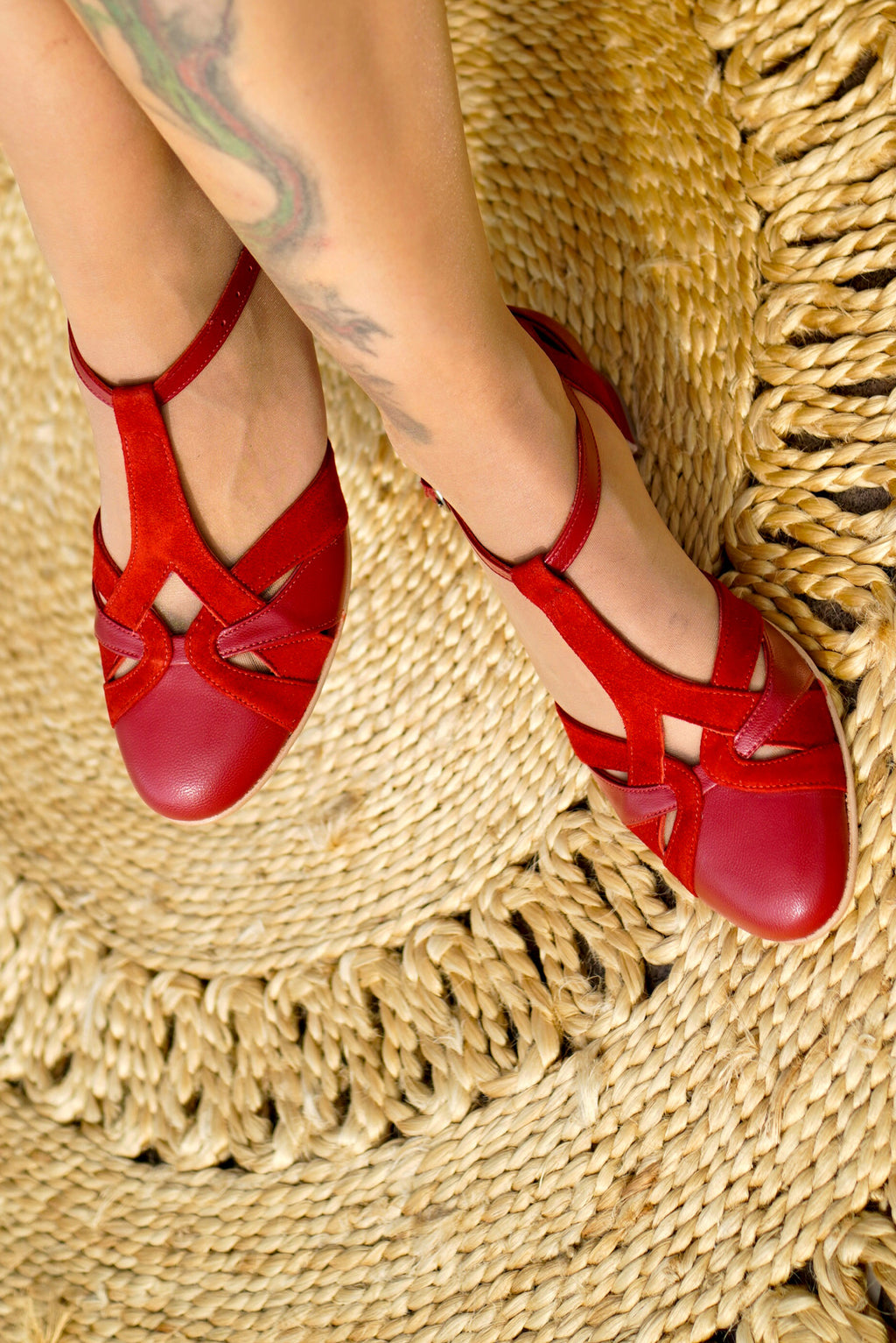Red Vintage Inspired Dance Shoes - Handmade Retro Swing Shoes - Berlin