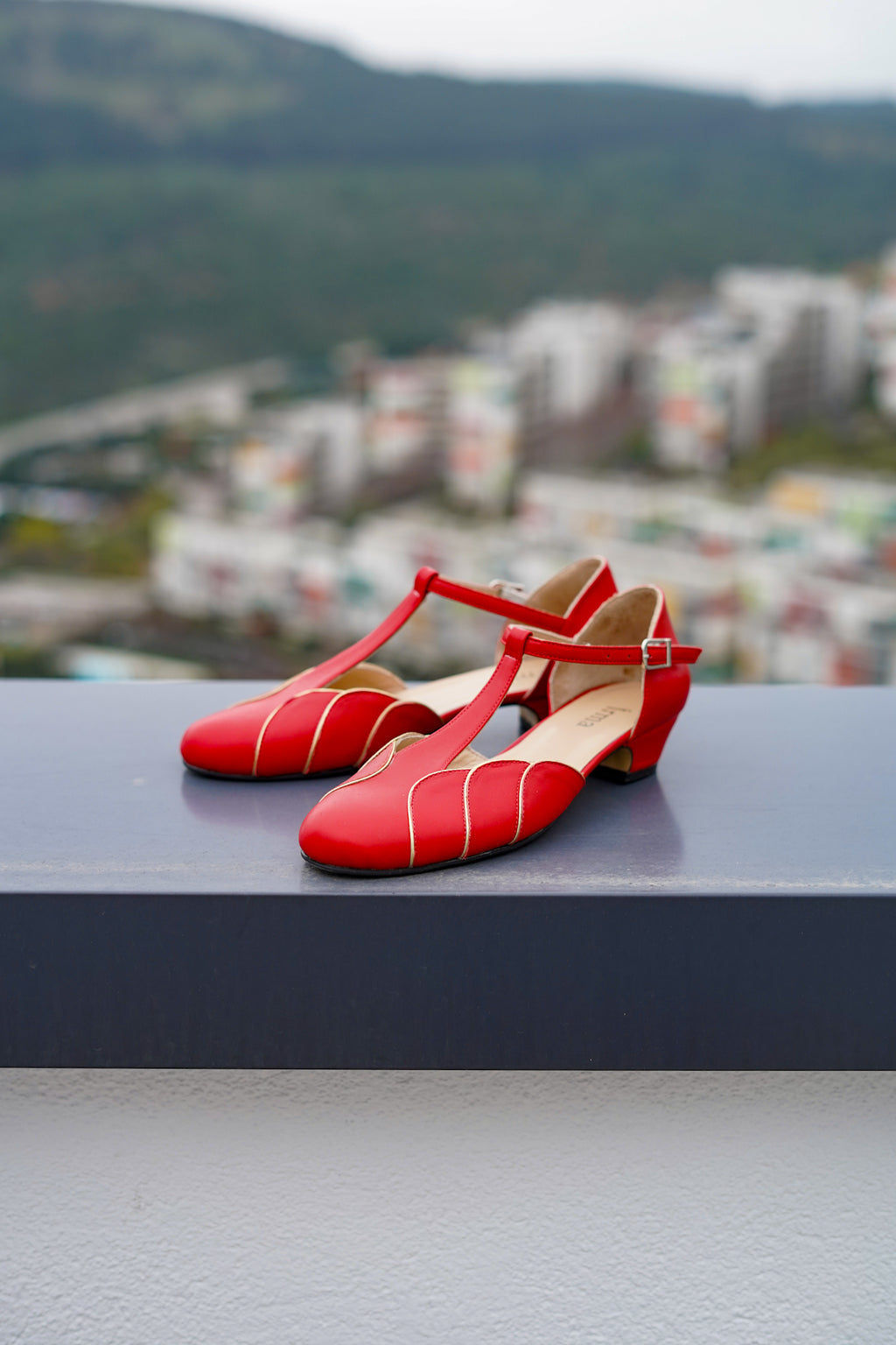 Red Vintage Inspired Dance Shoes - Handmade Retro Swing Shoes - Paris