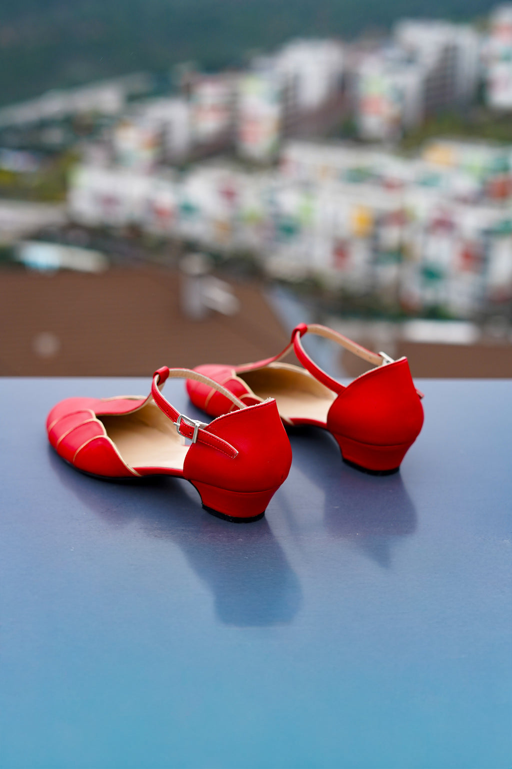 Red Vintage Inspired Dance Shoes - Handmade Retro Swing Shoes - Paris