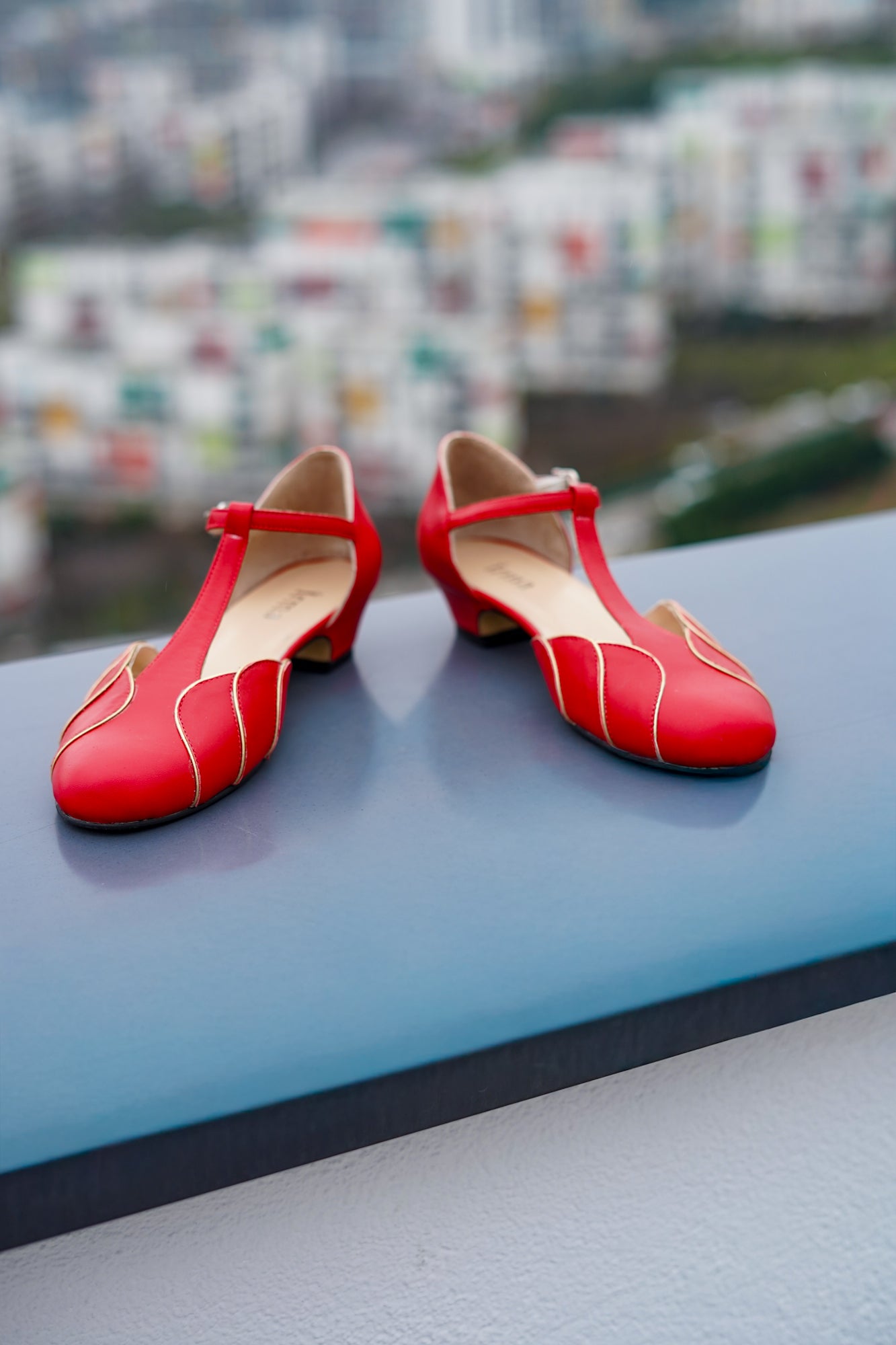 Red Vintage Inspired Dance Shoes - Handmade Retro Swing Shoes - Paris