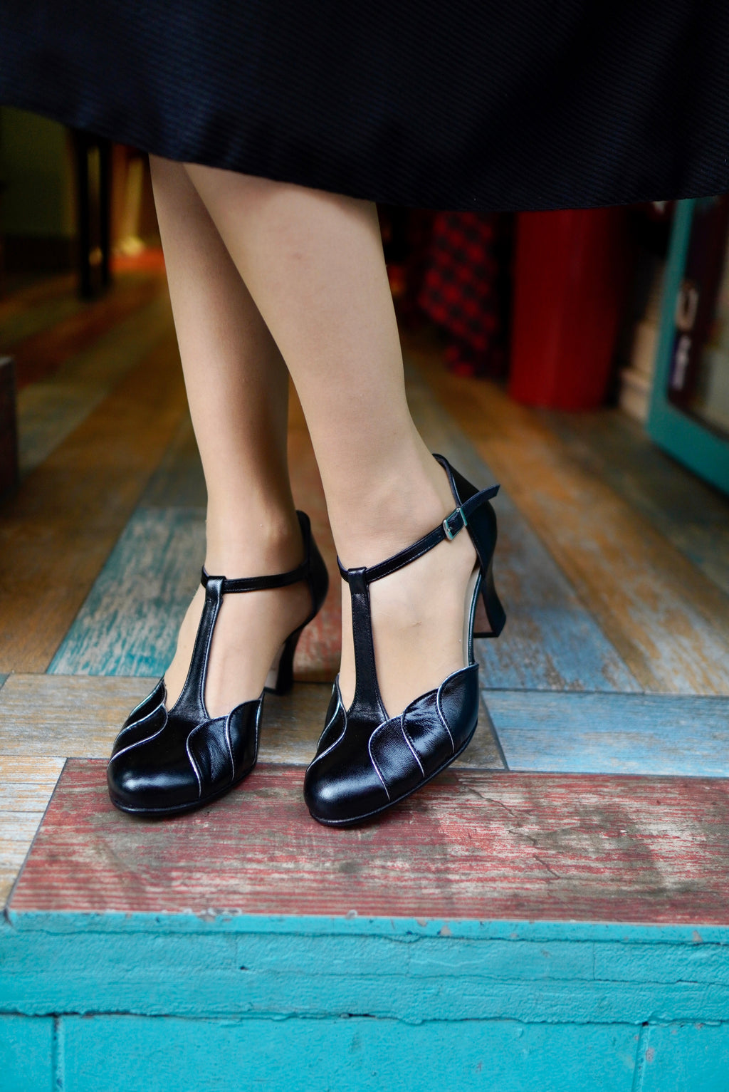 Black Vintage Inspired Dance Shoes - Handmade Retro Swing Shoes - Paris