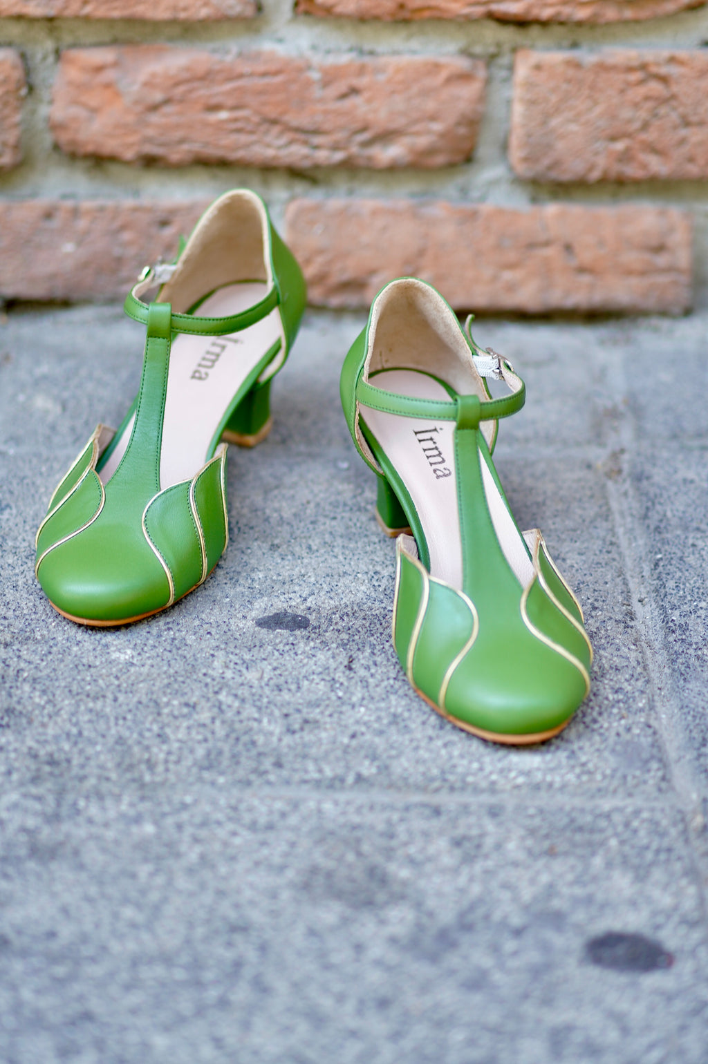 Green Vintage Inspired Dance Shoes - Handmade Retro Swing Shoes - Paris