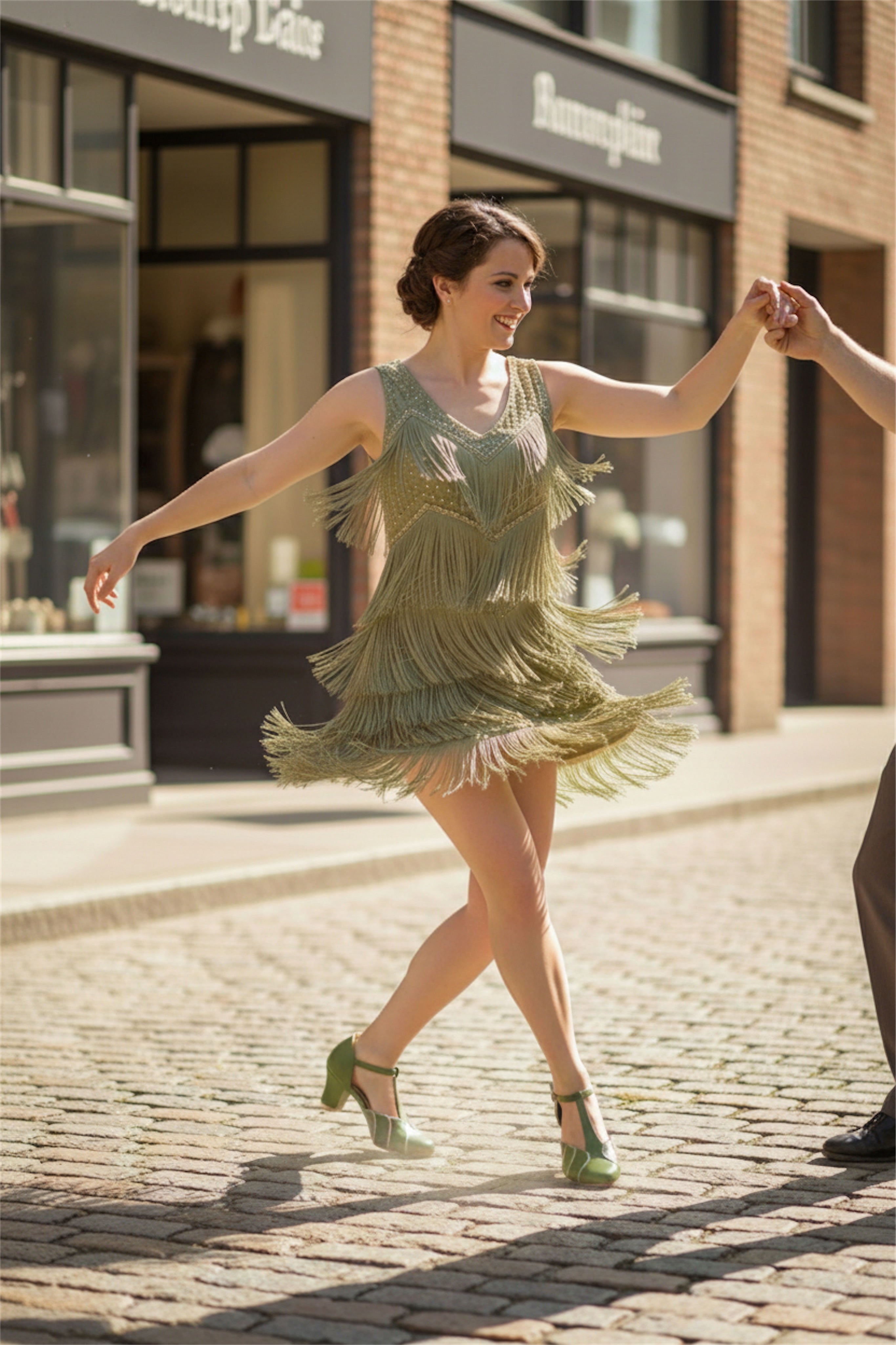 Green Vintage Inspired Dance Shoes - Handmade Retro Swing Shoes - Paris