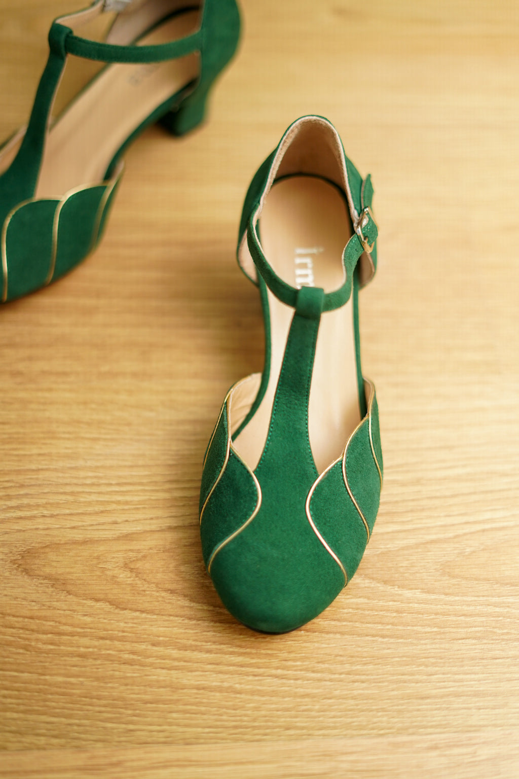 Green Suede Vintage Inspired Dance Shoes - Handmade Retro Swing Shoes - Paris