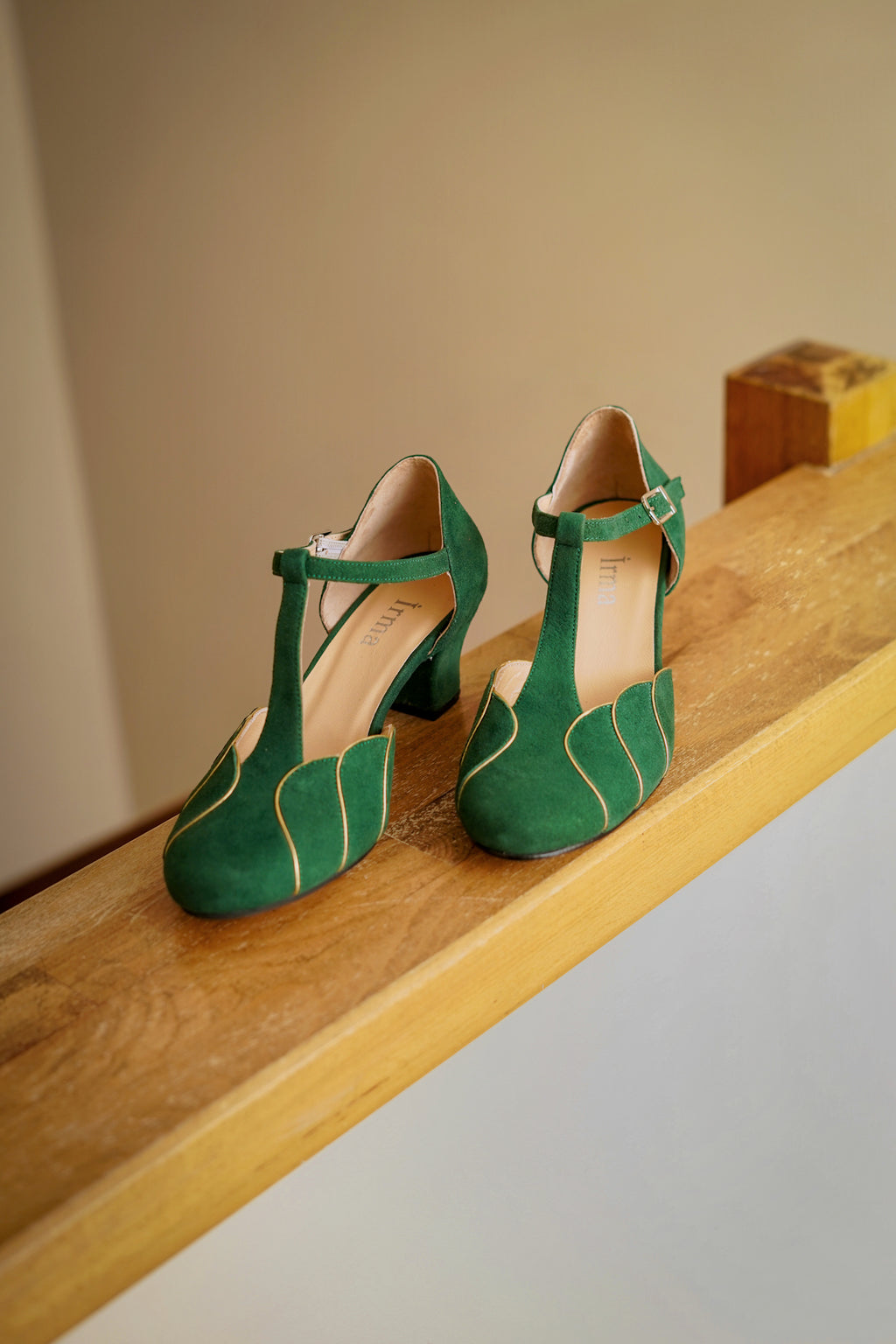 Green Suede Vintage Inspired Dance Shoes - Handmade Retro Swing Shoes - Paris